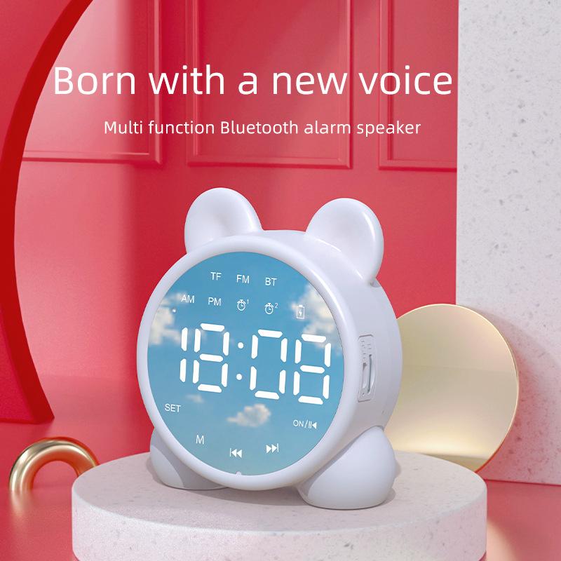 Factory Direct wireless Bluetooth speaker home alarm clock card radio student mini clock small audio gift