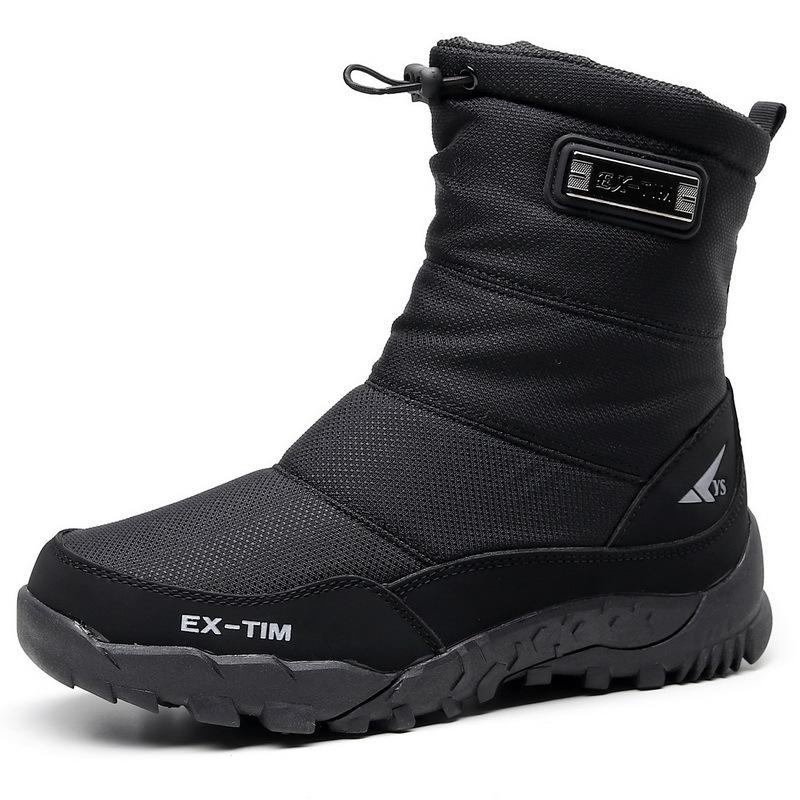 2026 Winter Couple's Snow Boots for Men, High-Top, Thickened, Warm, Fleece-Lined Cotton Shoes, Waterproof, Non-Slip, Mid-Length Boots