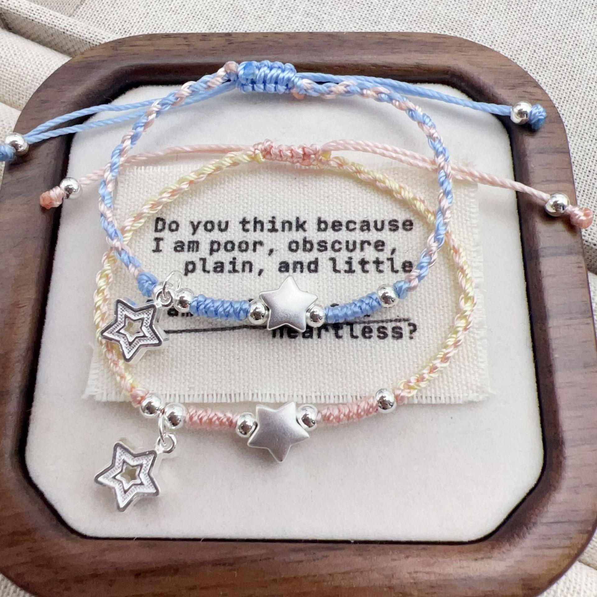 New Handmade Star Wish Bracelet Couple Woven Style Sweet Gift for Best Friend or Girlfriend Couple Birthday Present