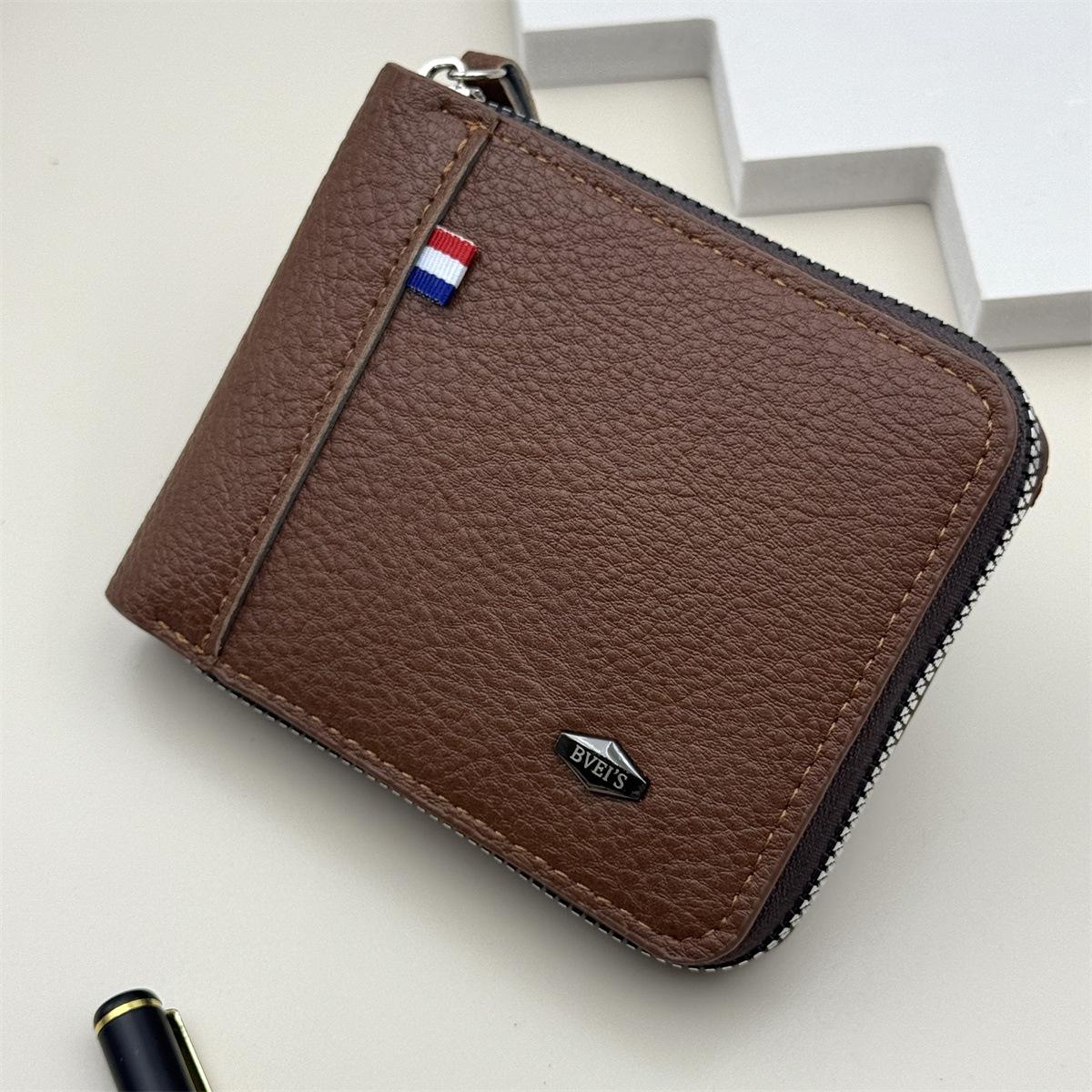 Foreign Trade Men's Wallet Coin Purse Large Capacity Wear-Resistant Retro Pu Cross-Border Amazon Best-Selling Manufacturer Ready Stock