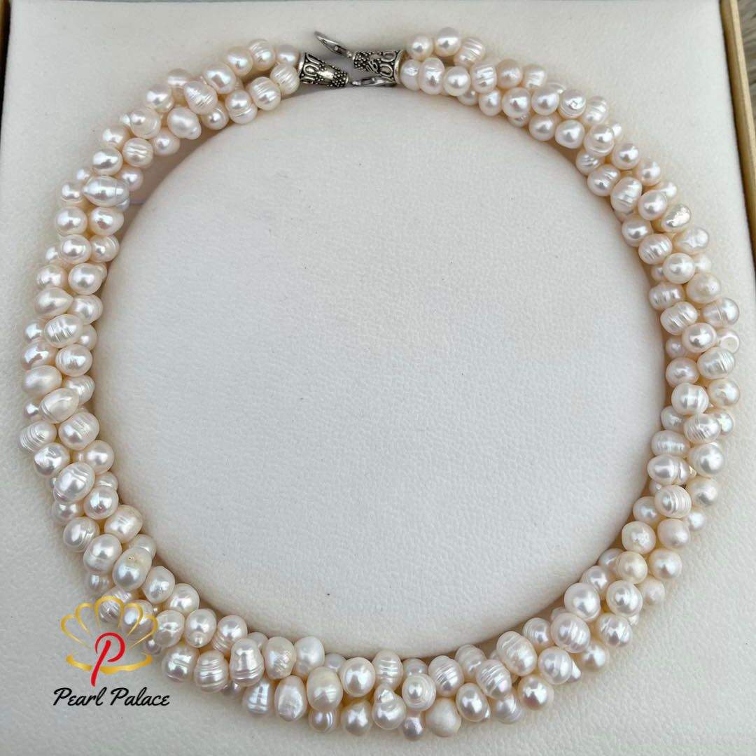 Ivory Cascade" 3 Layer Freshwater Pearl Necklace.