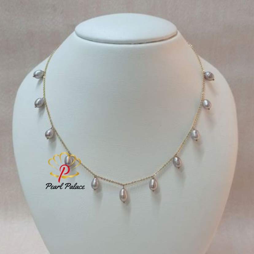 18K Gold Plated Handmade Silver Pearl Chain Link Necklace — 2