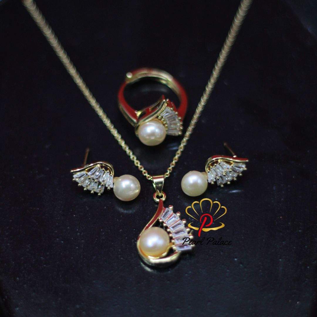 Pink & Black Pearl Pendent Set