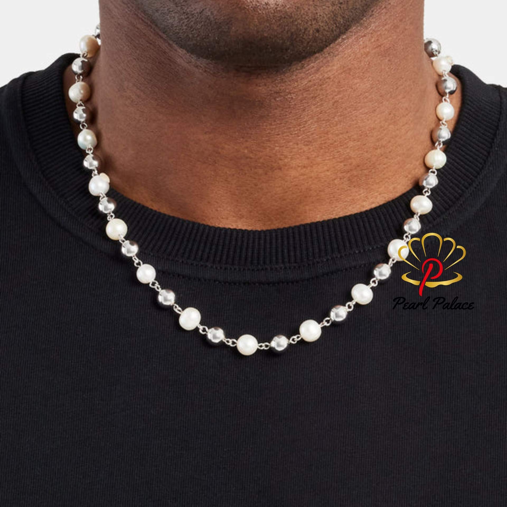 Polished Ball & Freshwater Pearl Necklace