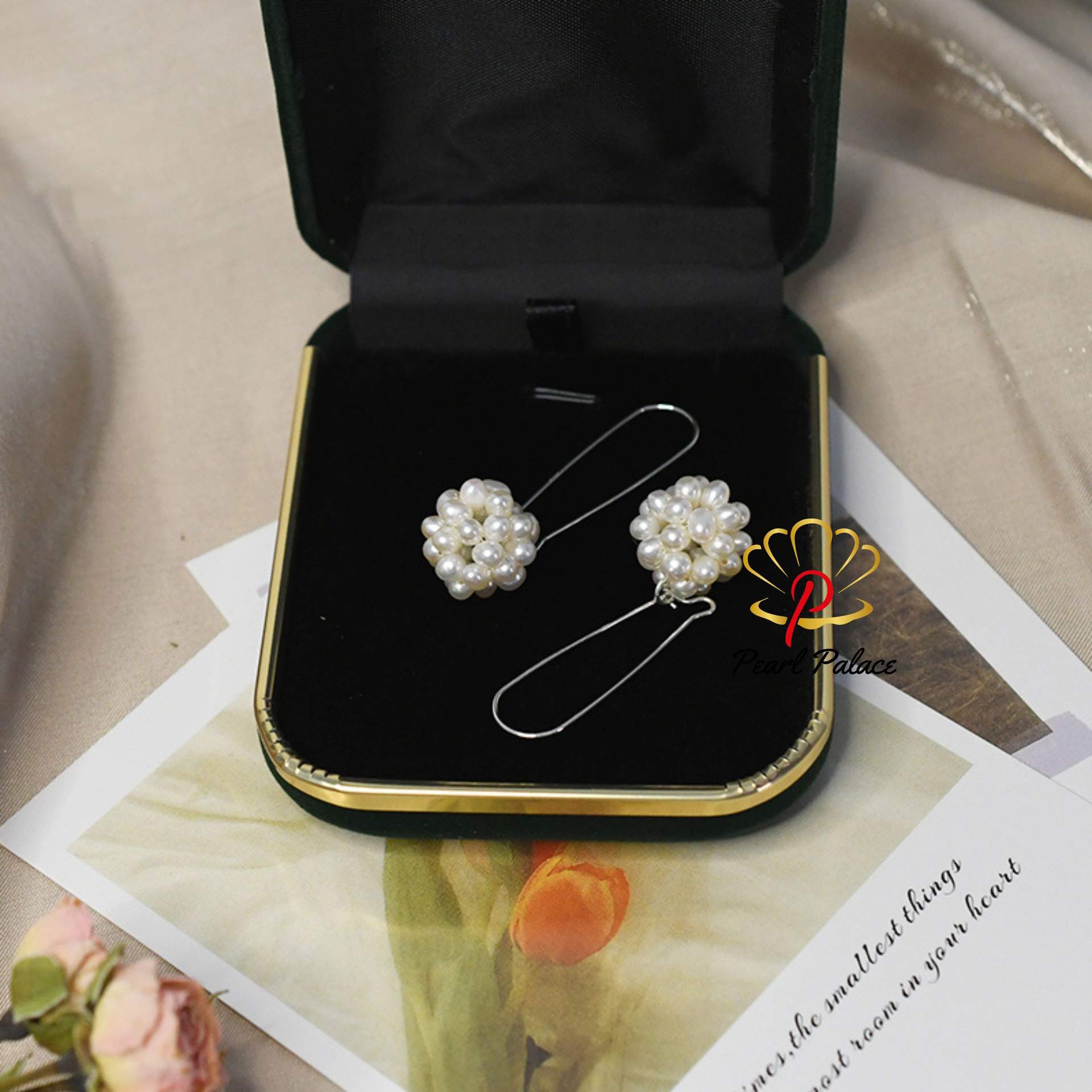 925 Sterling Silver Drop Earrings for Women Natural Freshwater Pearl Vintage Fashion Ball Jewelry