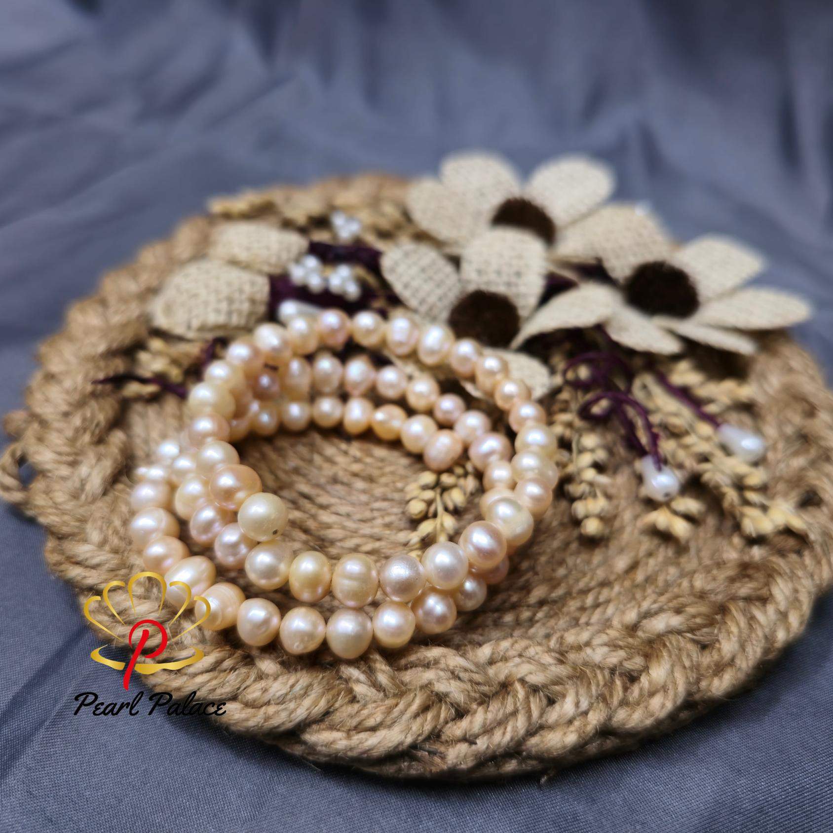 Freshwater pearl spiral bracelet 4 layer