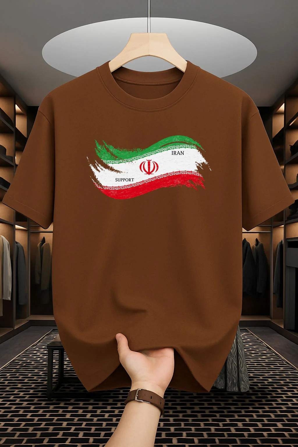 Drop Shoulder Print T-Shirt - S*upport I*R*A*N Design