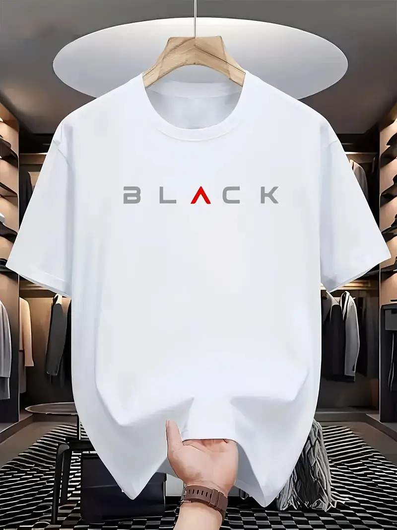 Drop Shoulder Print T-Shirt - Black Design — 2