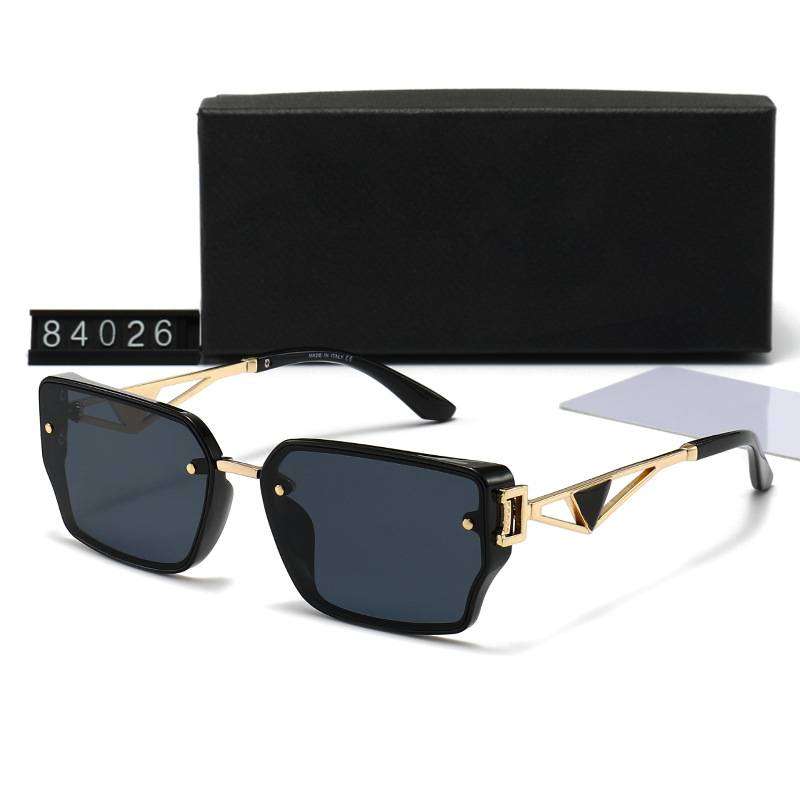 New Style Women's European and American Fashion Square Frame Sunglasses Men's Retro Double Bridge Outdoor Driving Sun Protection Sunglasses 84026
