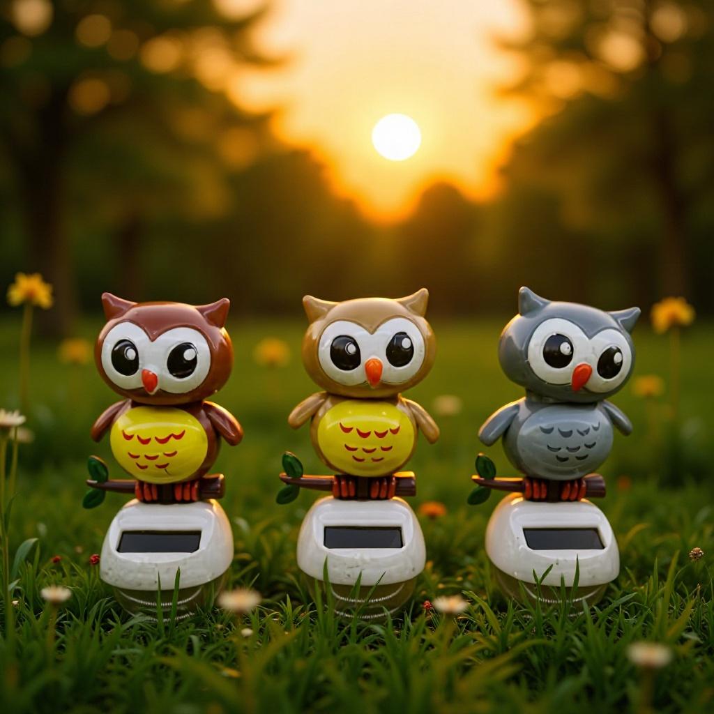 Directly Supplied from the Manufacturer, Solar-Powered Car Interior Decorations, Creative New Apple Flower Design, Cat and Owl Series Figurines, Cross-Border
