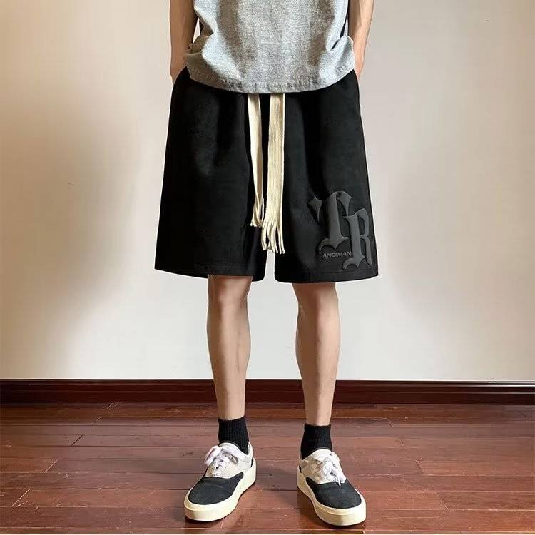 American retro basketball shorts men's 2024 Summer new loose plus size sports fifth pants high street ins middle pants