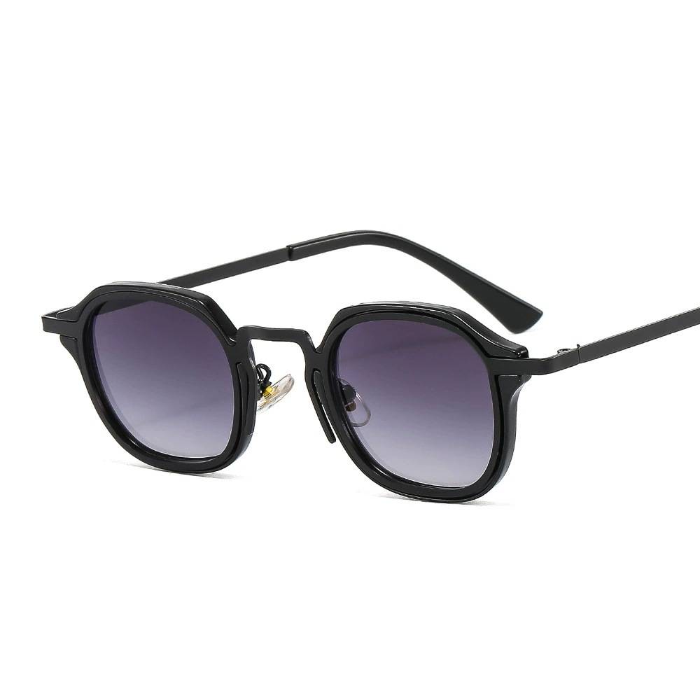 Literary and Fresh Square Frame Metal Sunglasses for Men and Women Punk Cross Mirror Sunglasses