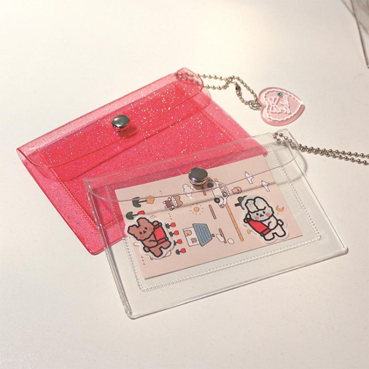 Factory spot wholesale transparent PVC coin purse card storage bag bus card earphone bag key hanging bag can be printed