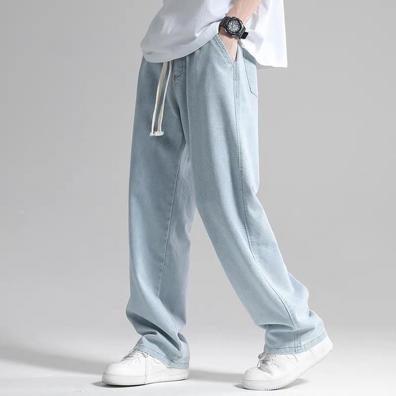 Straight Leg Jeans Men's 2022 Summer Thin Trendy Brand Loose Pendant Wide Leg Draped Trousers Casual Pants