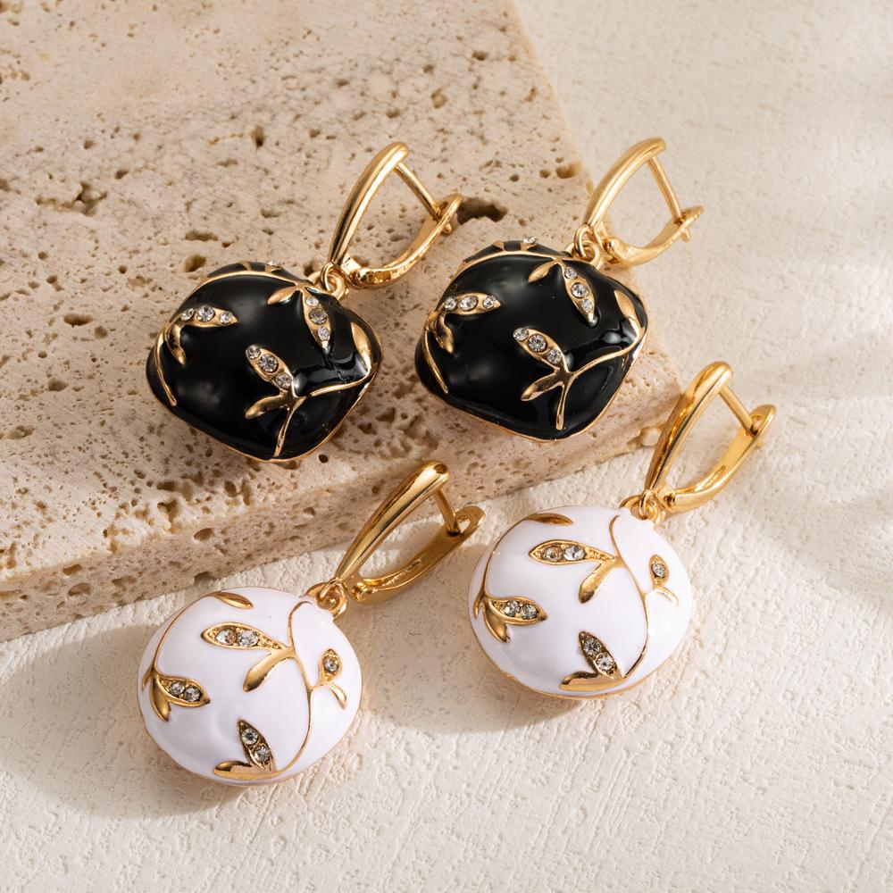 European and American Summer New Earrings Alloy Oil Drop Earrings Fashionable Geometric Shape Cute Niche High-End Jewelry Earrings