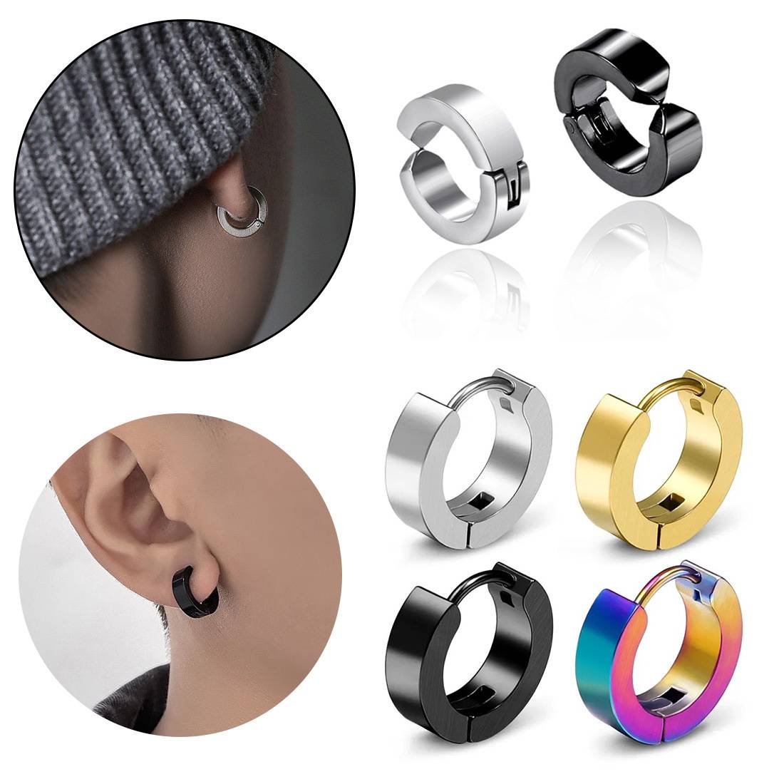 Simple Titanium Steel Ear Cuffs, Stainless Steel Earrings for Men and Women, Korean Ins Style, Hoop Earrings, Jewelry, In-Stock Wholesale
