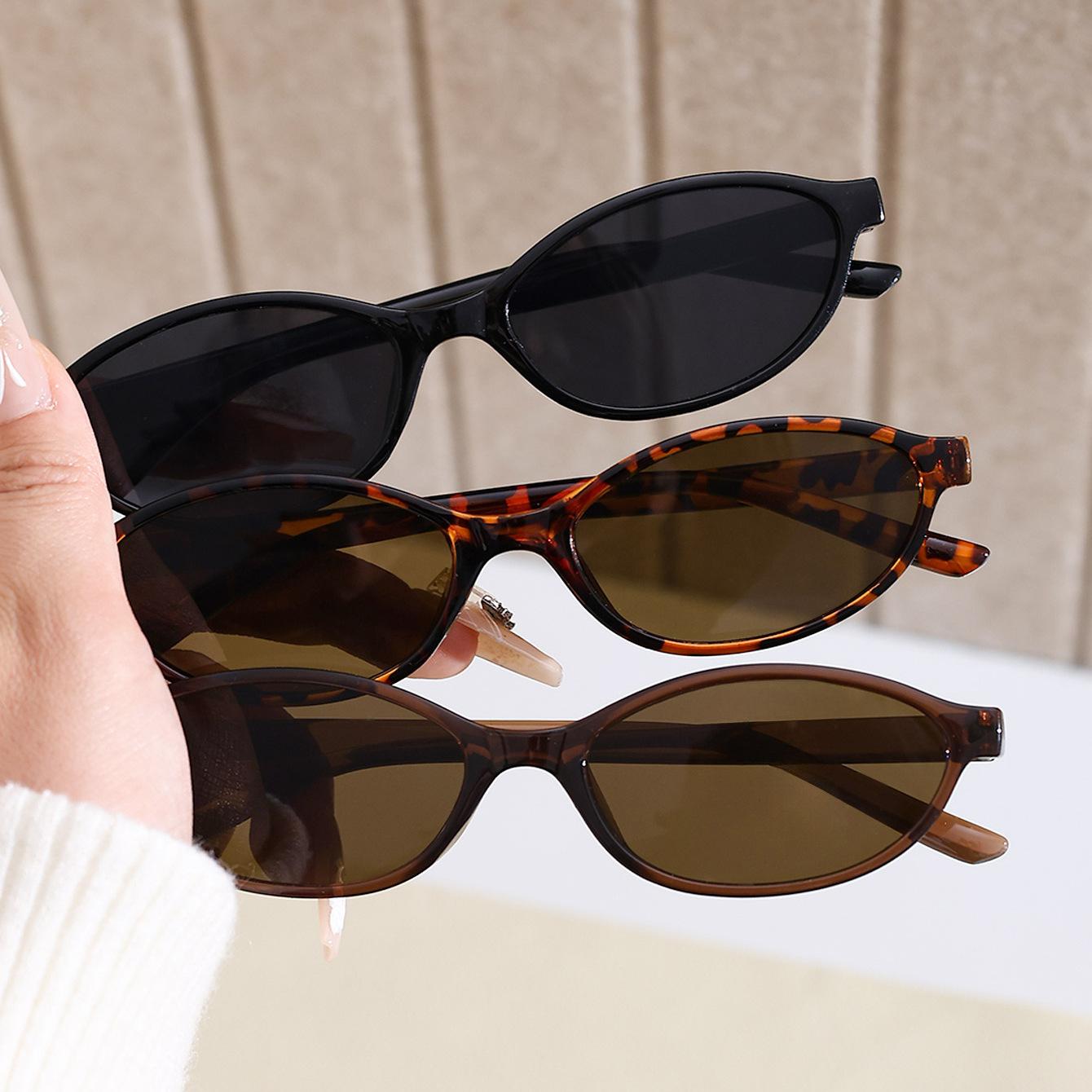 Cross-Border Small Frame Oval Sunglasses for Women, European and American Style Personality Sunglasses for Men, Sun Protection Retro Tiktok Sunglasses