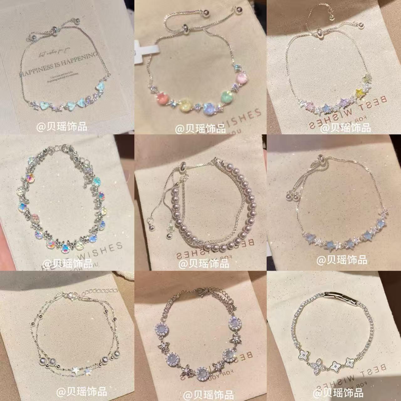 Sweet and colorful zircon star pull-string bracelet, light luxury and high-end feel, full diamond bracelet, niche girly heart jewelry wholesale