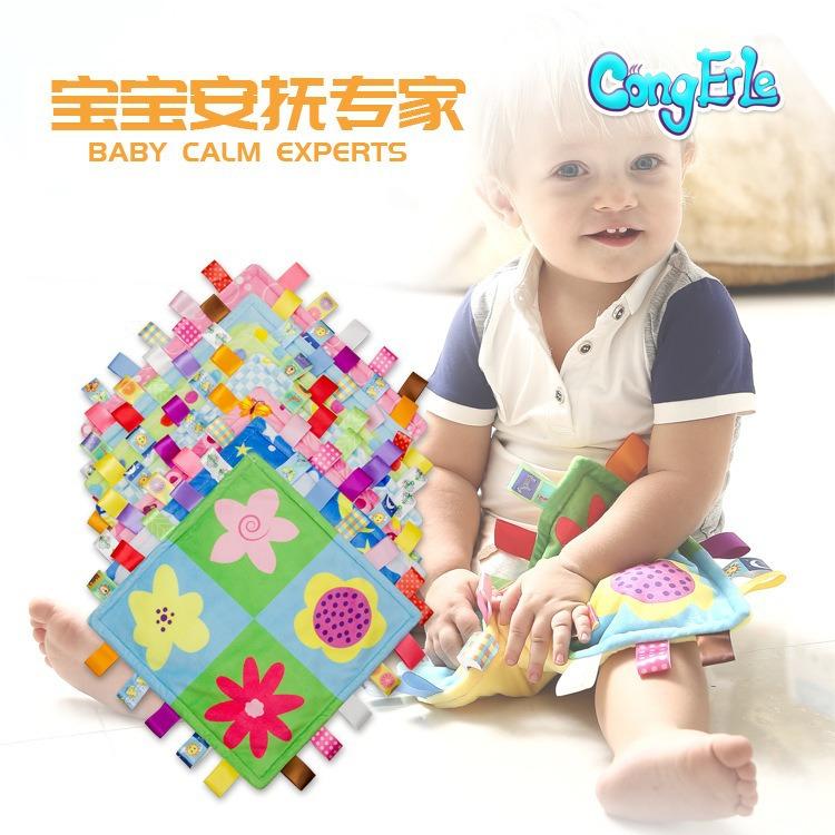 Foreign trade label baby comfort towel can be imported baby hand-held square towel plush sleeping toy baby supplies