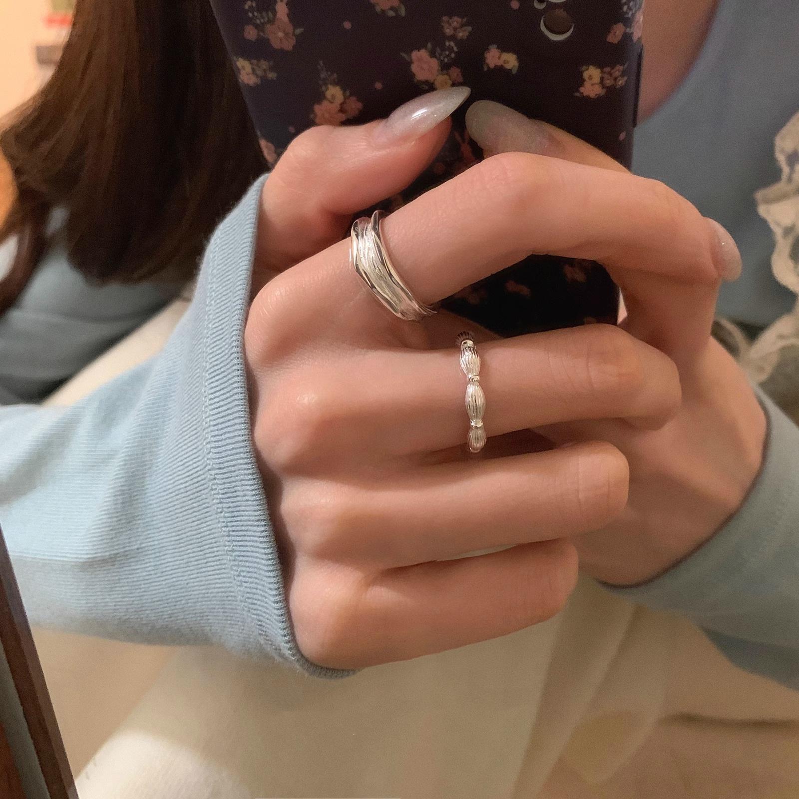 Ins Cool Style Ring Plainly Ring Finger Ring Simple Light Luxury High-grade Sense Ring Elegant All-match Stacked Open Ring