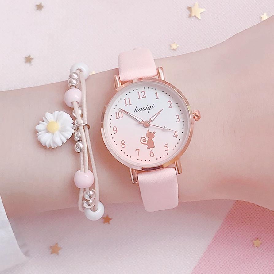 Japanese-Style Cherry Blossom Watch for Girls, Simple Korean Version, Cute Candy Color, Ins Forest Style, College Style for High School Girls