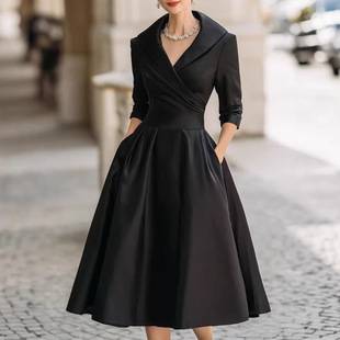 2025 New European and American Women's Fashion Amazon Shein Independent Site Elegant Formal Waist-Cinching Slimming Dress for Women