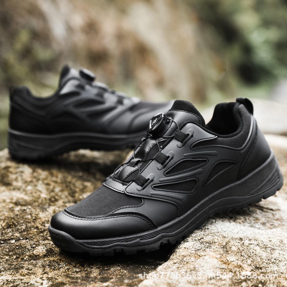 Large size 45 men's shoes with rotary buckle, casual hiking shoes, breathable mesh sports shoes, outdoor cross-country running shoes for men