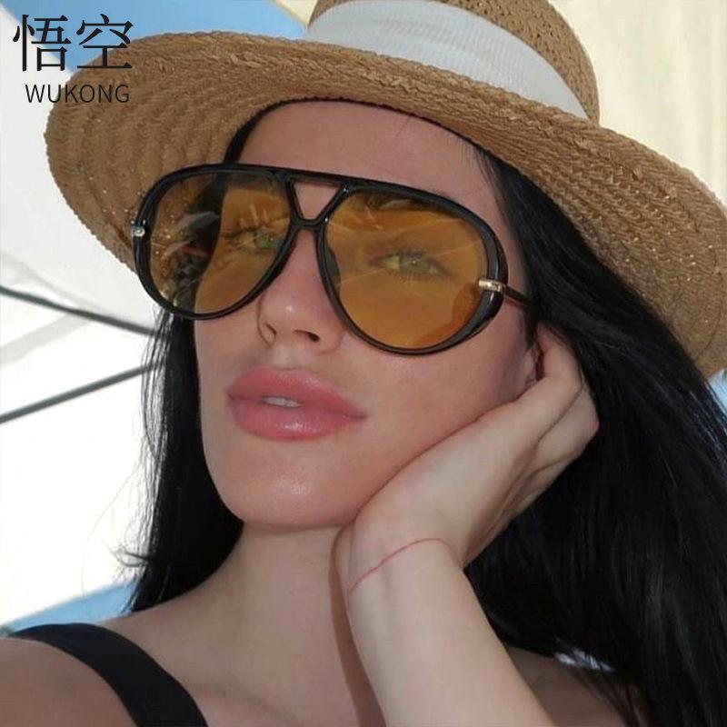 European and American Style Aviator Sunglasses 2026 New Large Frame Pilot High-End Glasses Double Bridge Women's Fashion Retro Sunglasses