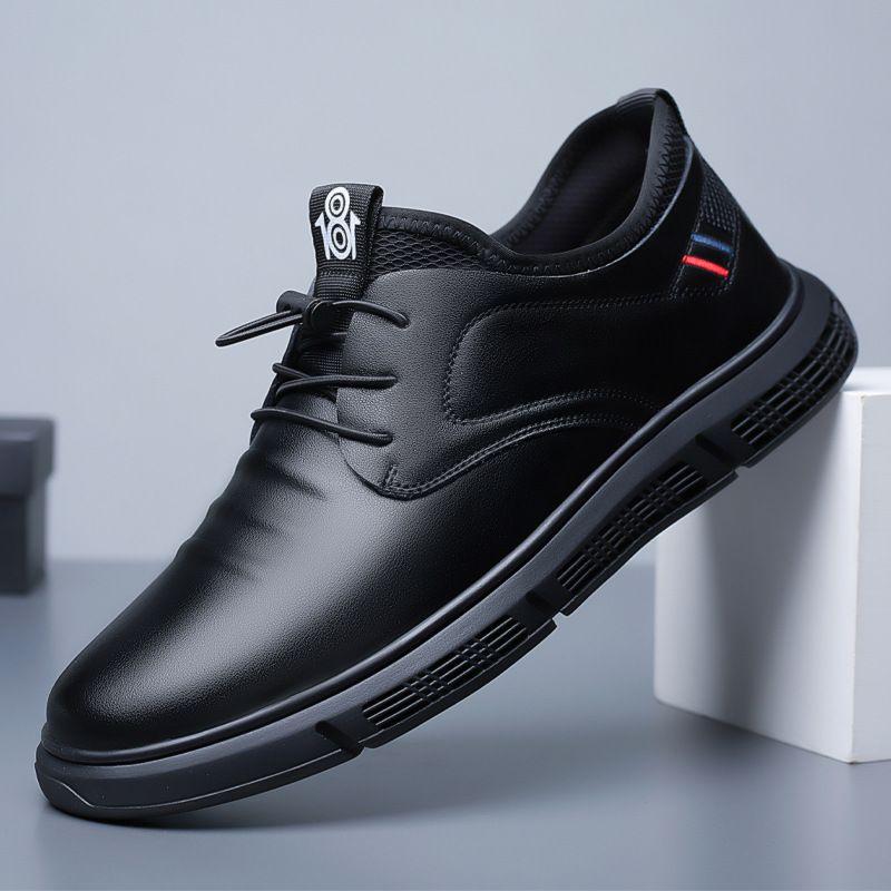 Tiktok New Men's Shoes Cross-Border Men's Casual Leather Shoes Men's Business Driving Soft Leather Black Driving Loafers