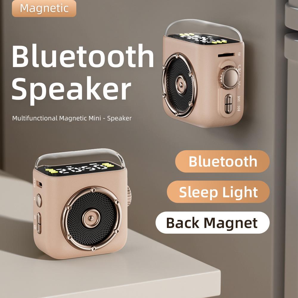 Cross-Border New Bluetooth Small Speaker Retro Mini Magnetic Back Clip Audio Outdoor Portable Desktop Mini Cartoon