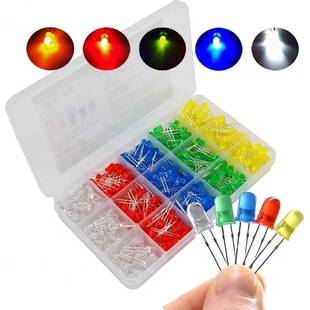 F5 5mm Led Light-Emitting Diode Boxed Light-Emitting Tube 500 Pieces 100 Pieces Each Color 5 Colors Total 500 Pcs