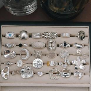 S925 Sterling Silver Same Style Simple Sweet Cool Heavy Industry Flower Ring Female Niche Design High-End Versatile Open Ring