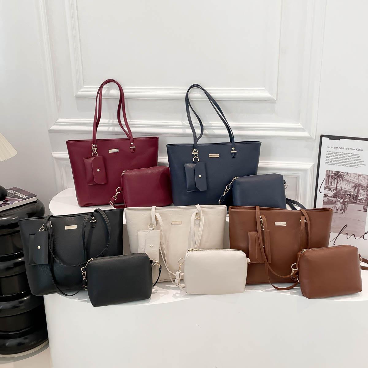 Korean Style Women's Large-Capacity Tote Bag 2026 Spring New Fashion Commuter Handbag Texture Three-Piece Set Shoulder Bag