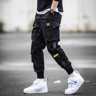 Overalls Men's Trendy Brand Spring and Autumn Bundled Leg Casual Pants Black Hip-Hop Korean Style Loose Harlan Ins Long Pants
