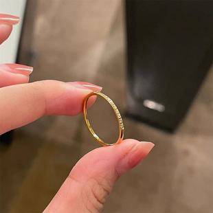 Baoman Ultra Fine 8-grain Diamond Super Flash Half-row Diamond Ring Women's Light Luxury High-end Fashion Stacked Wear Plain Ring Finger Ring Titanium Steel