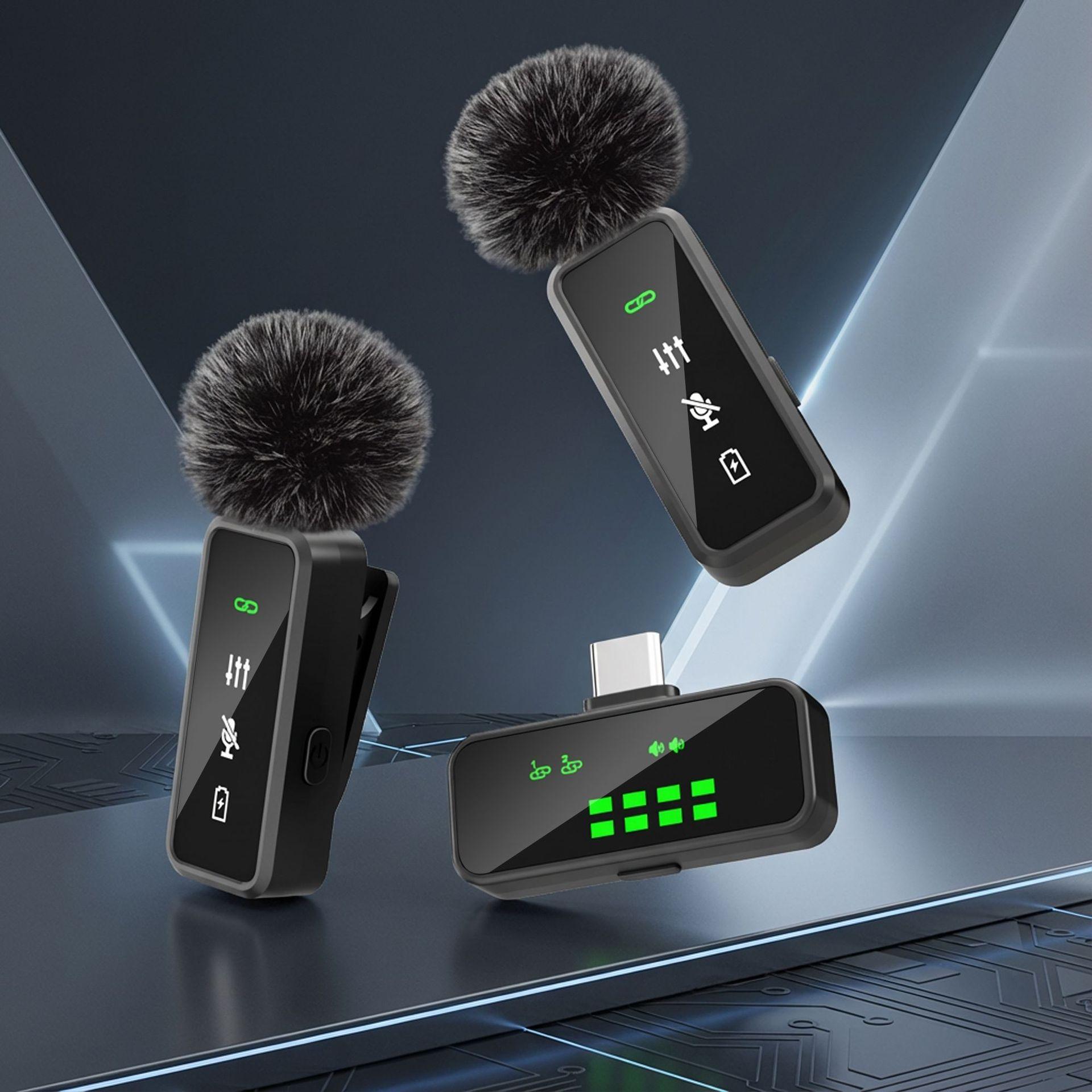Private Model J2 Digital Display Magnetic Wireless Lavalier Microphone for Outdoor Live Streaming, Video Recording, Noise Reduction, Mini Microphone for Recording