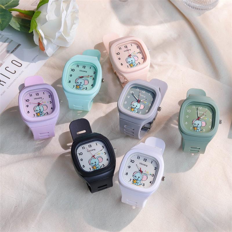 Ins Cute Silicone Watch Trendy Style Luminous Sports Student Square Strap High-Value Children's Watch 40mm