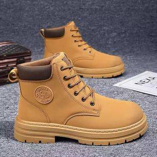 Rhubarb boots autumn and winter 2024 men's plus size martin boots tooling waterproof non-slip hiking shoes construction site labor protection shoes