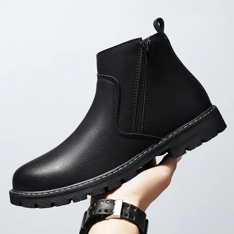 Autumn 2024 High-top New Men's Shoes European Station Men's Boots All-match Zipper Shoes Korean Style Martins Men's Casual Shoes