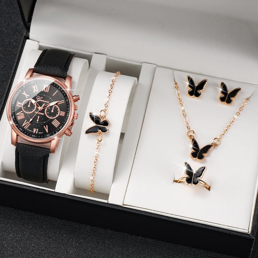 Factory Direct Sale Leather Strap Women's Watch Geneva Quartz Watch Leather Strap Fashion Couple Scale Watch Girls' Wristwatch